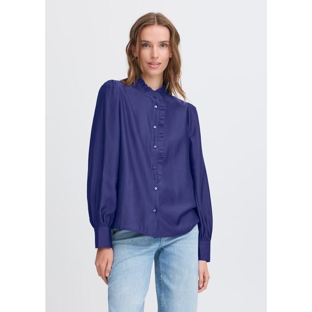 Ichi IHKARLANI Button Down Shirt, Size 36 (Med) Color Grape.